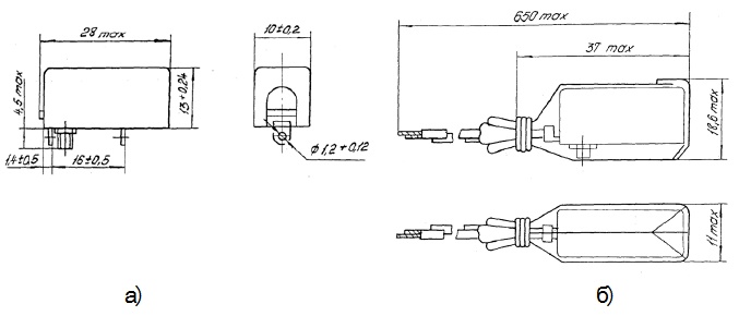 Рис. 2. Габаритные размеры реле