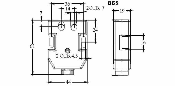 Рис. 1 - Габаритные размеры контакта и шунта ВБ-5